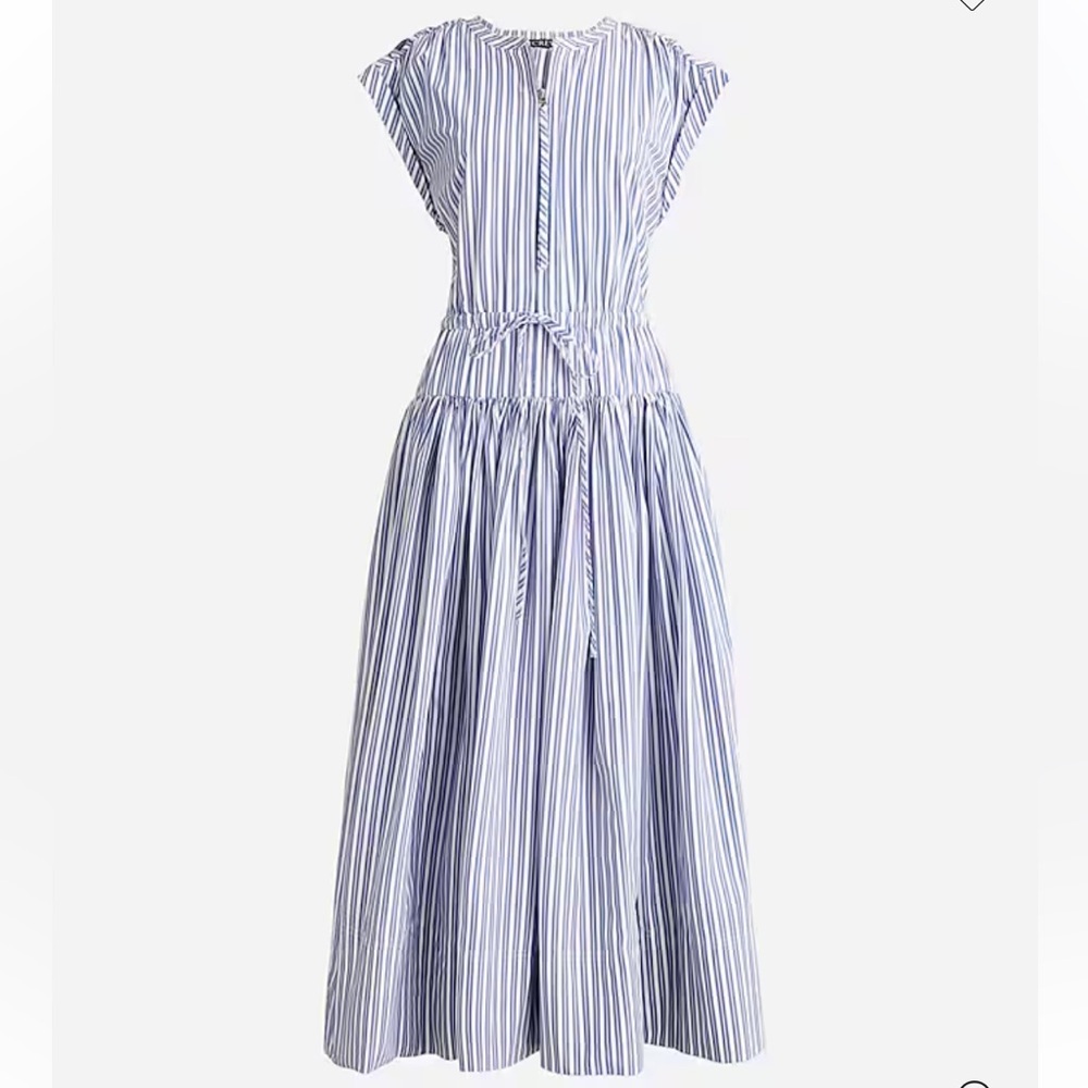 J. Crew Blue and White Drop Waist Midi Dress